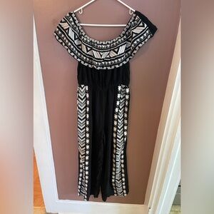 Savanna Jane Black and White Patterned Jumpsuit